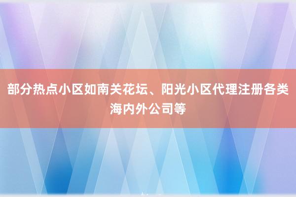部分热点小区如南关花坛、阳光小区代理注册各类海内外公司等